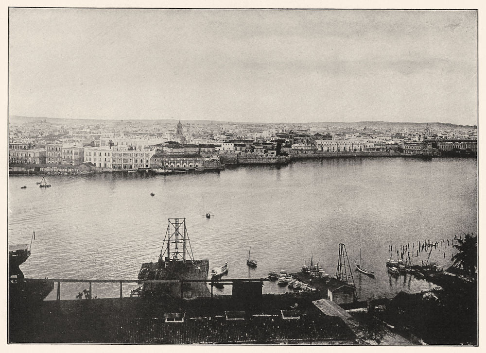 CUBA. Havana; View of Havana from Cabanas 1907 old antique print picture